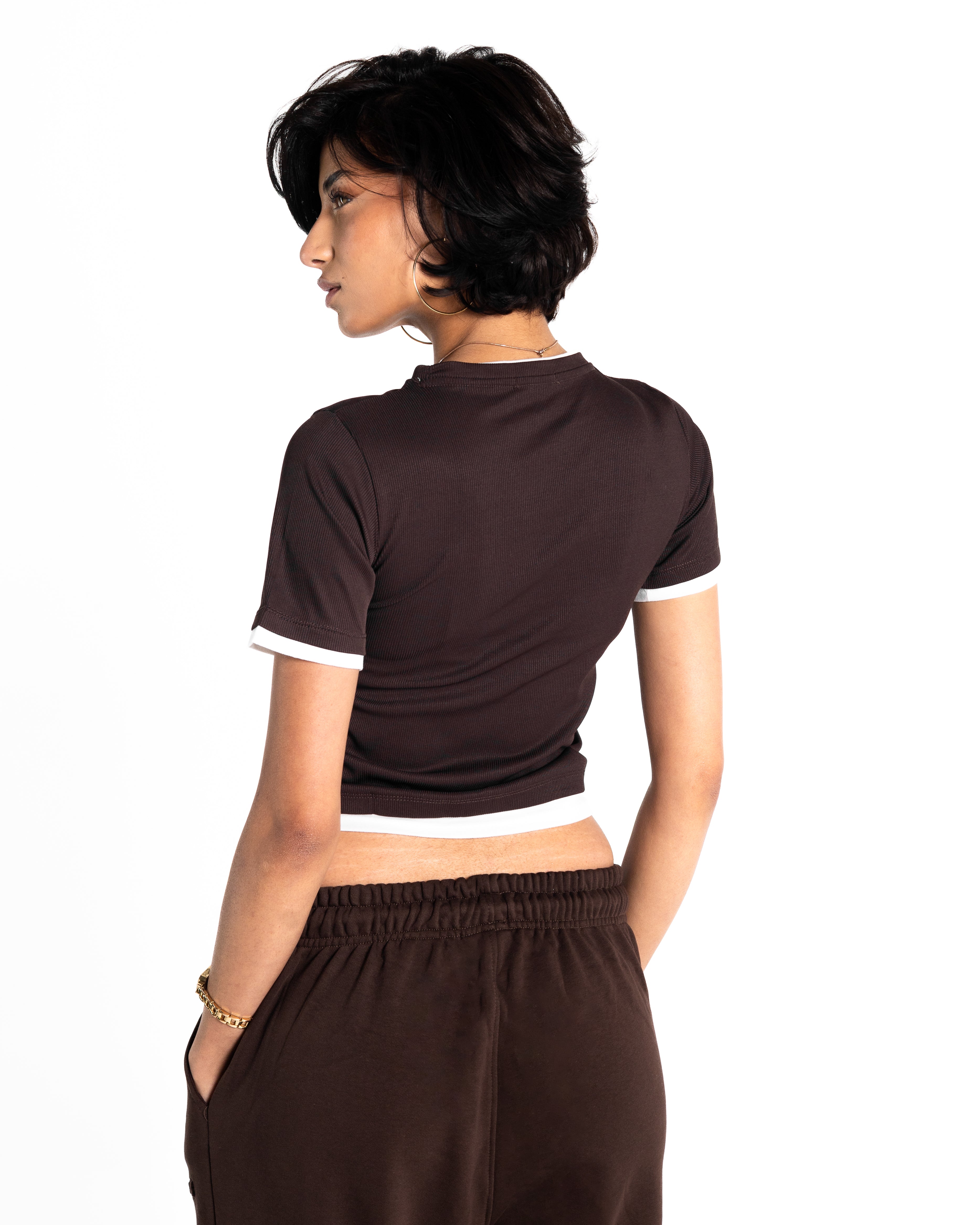 Lola brown two-tone top