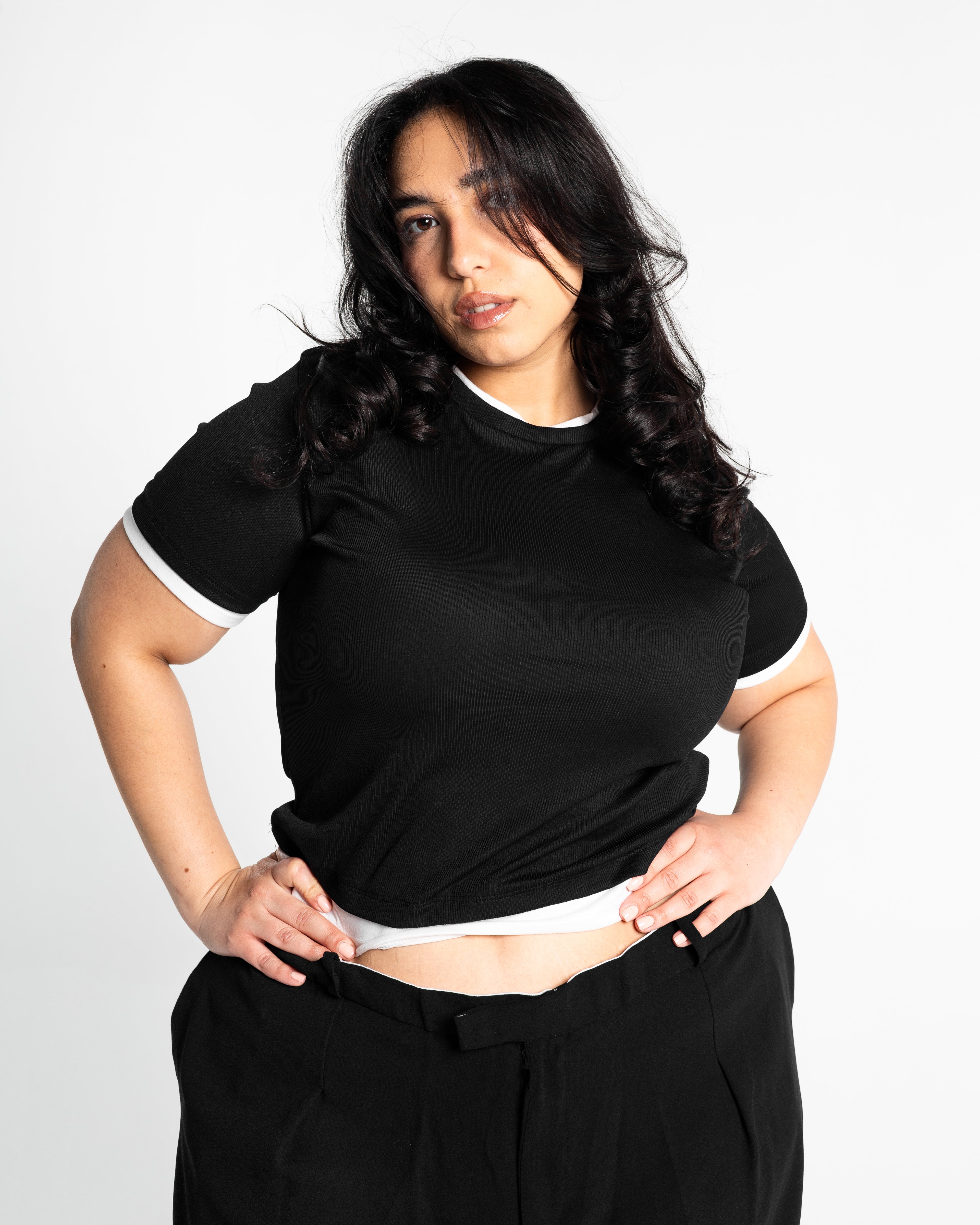 Lola black two-tone top