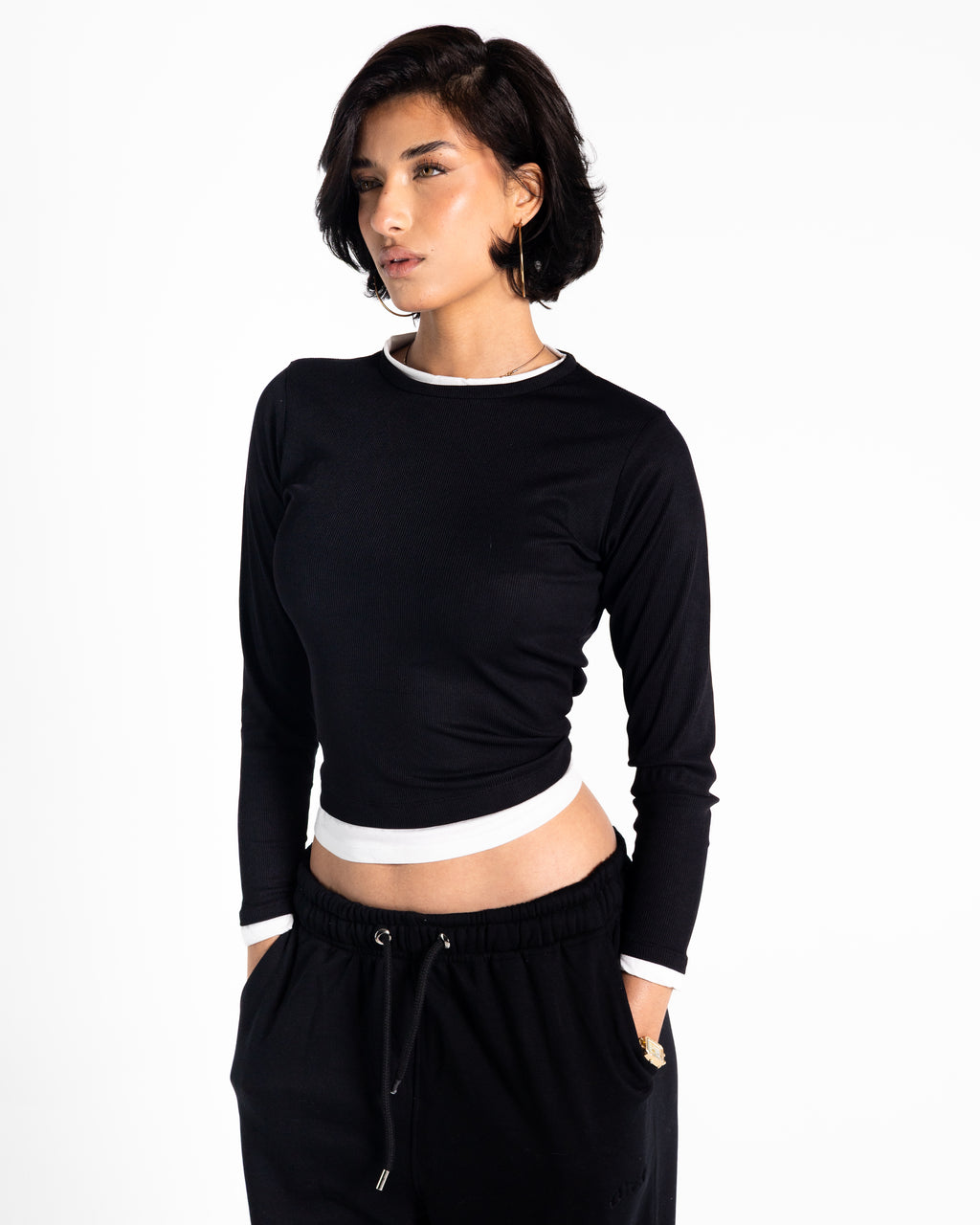 Lola black two-tone top