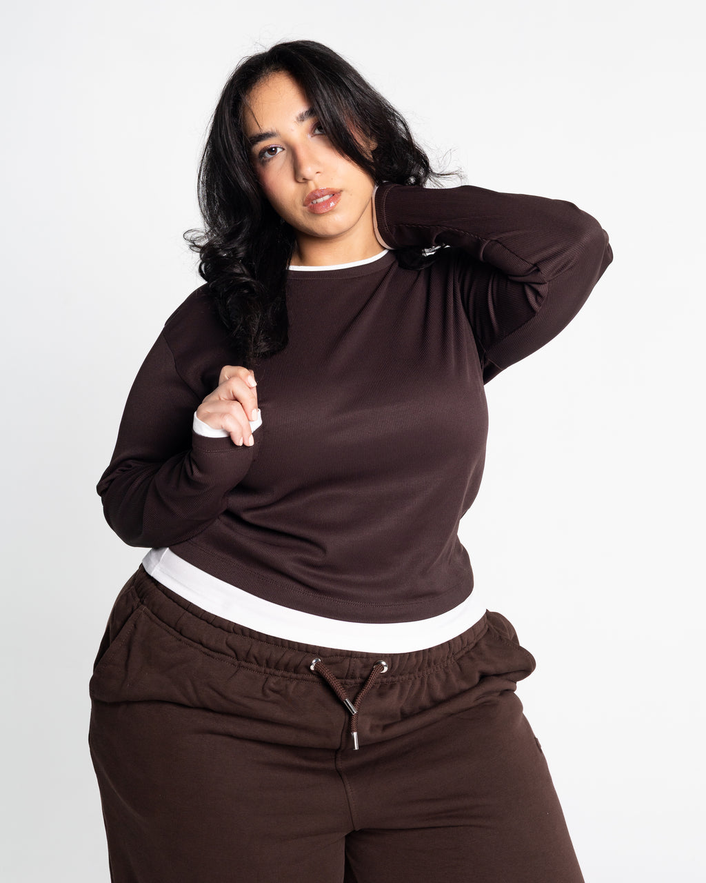 Lola brown two-tone top