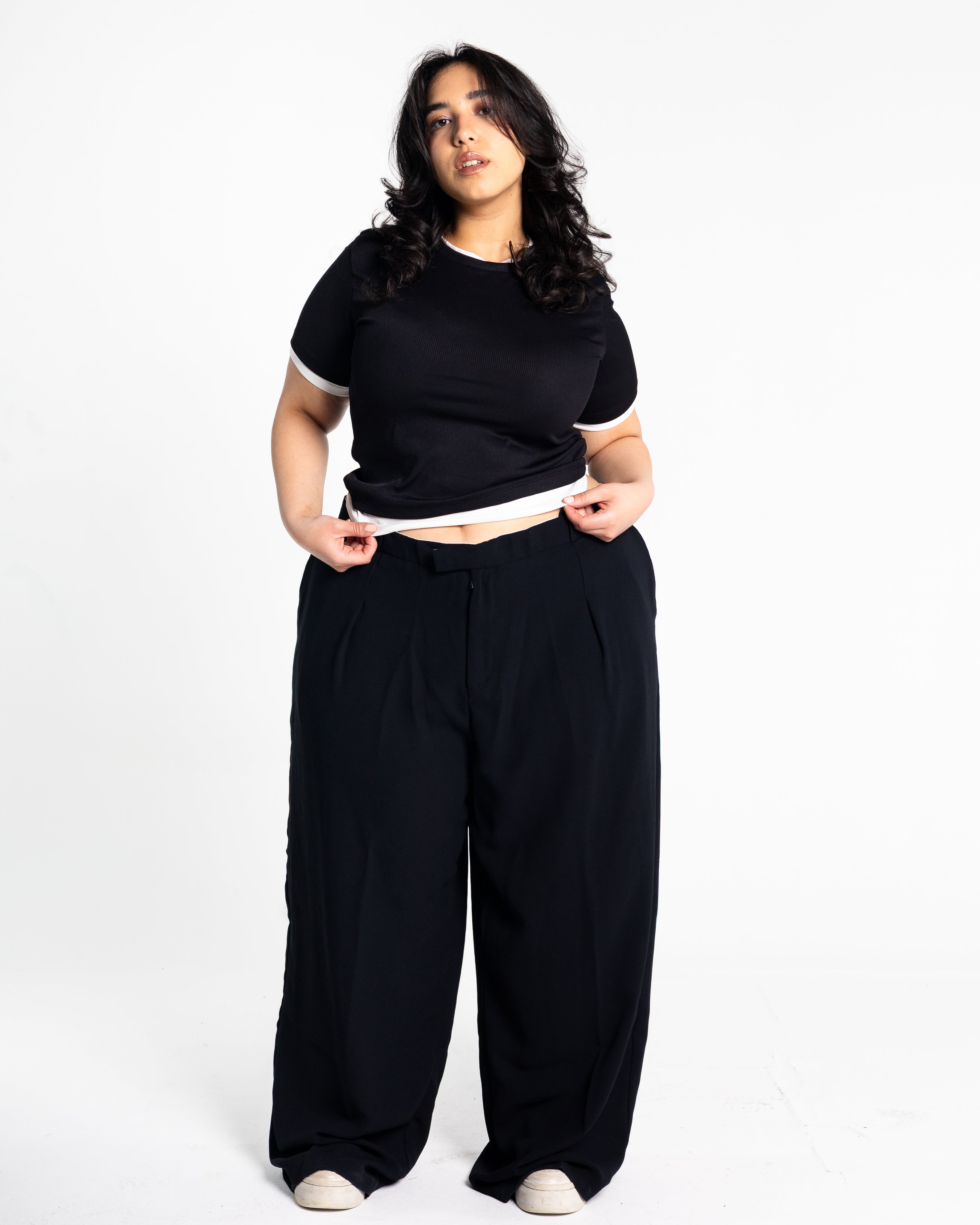 Lola black two-tone top