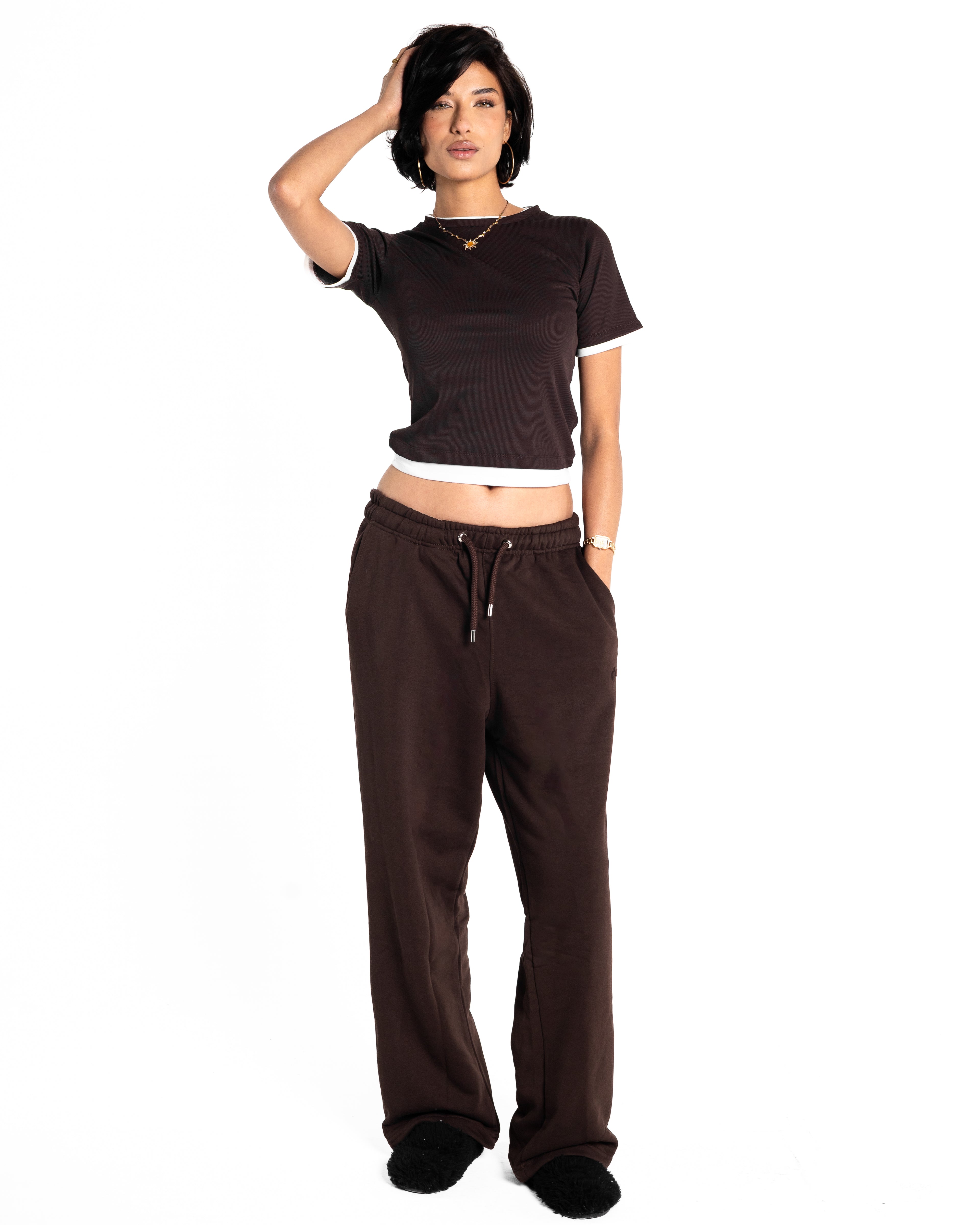 Lola brown two-tone top