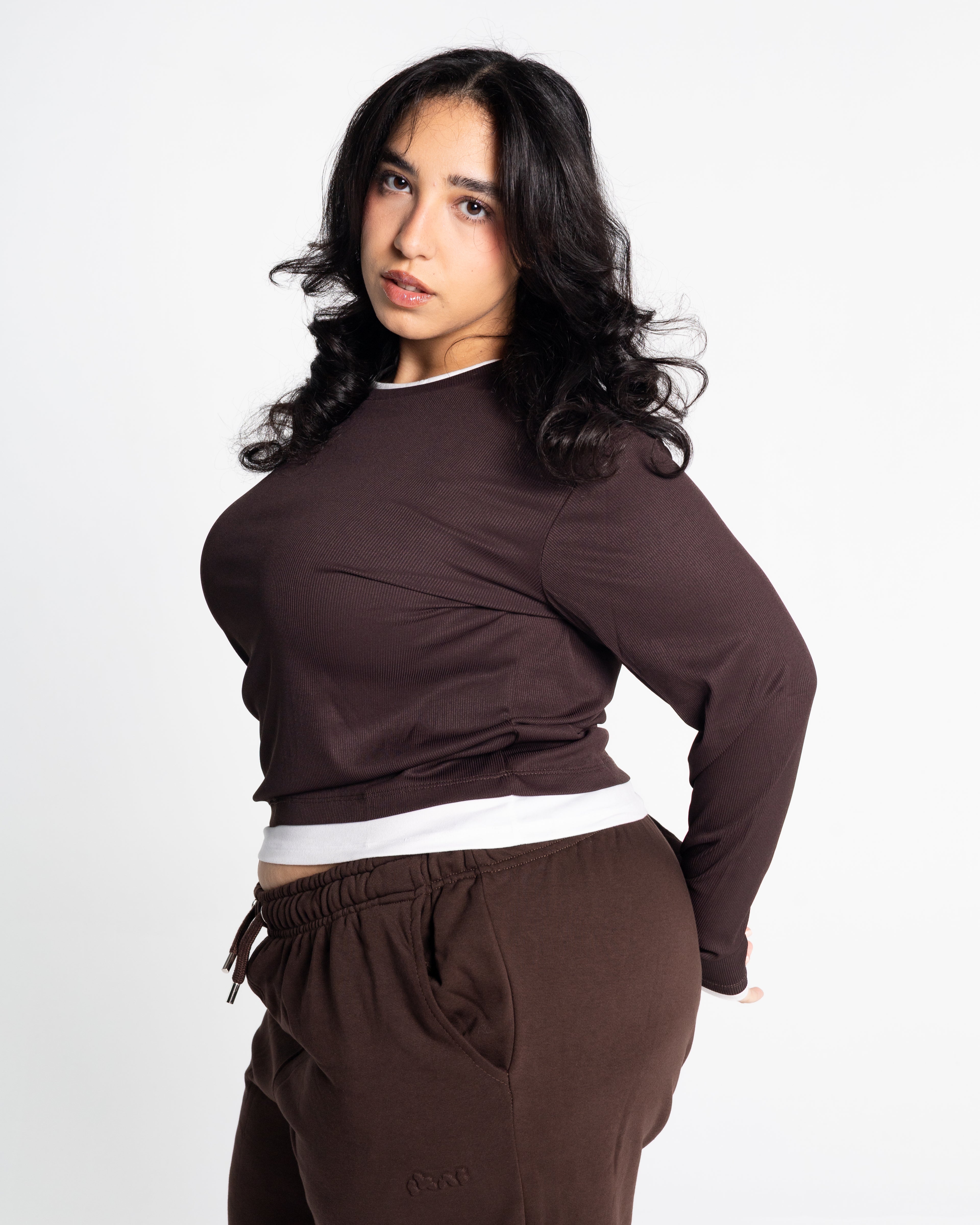 Lola brown two-tone top