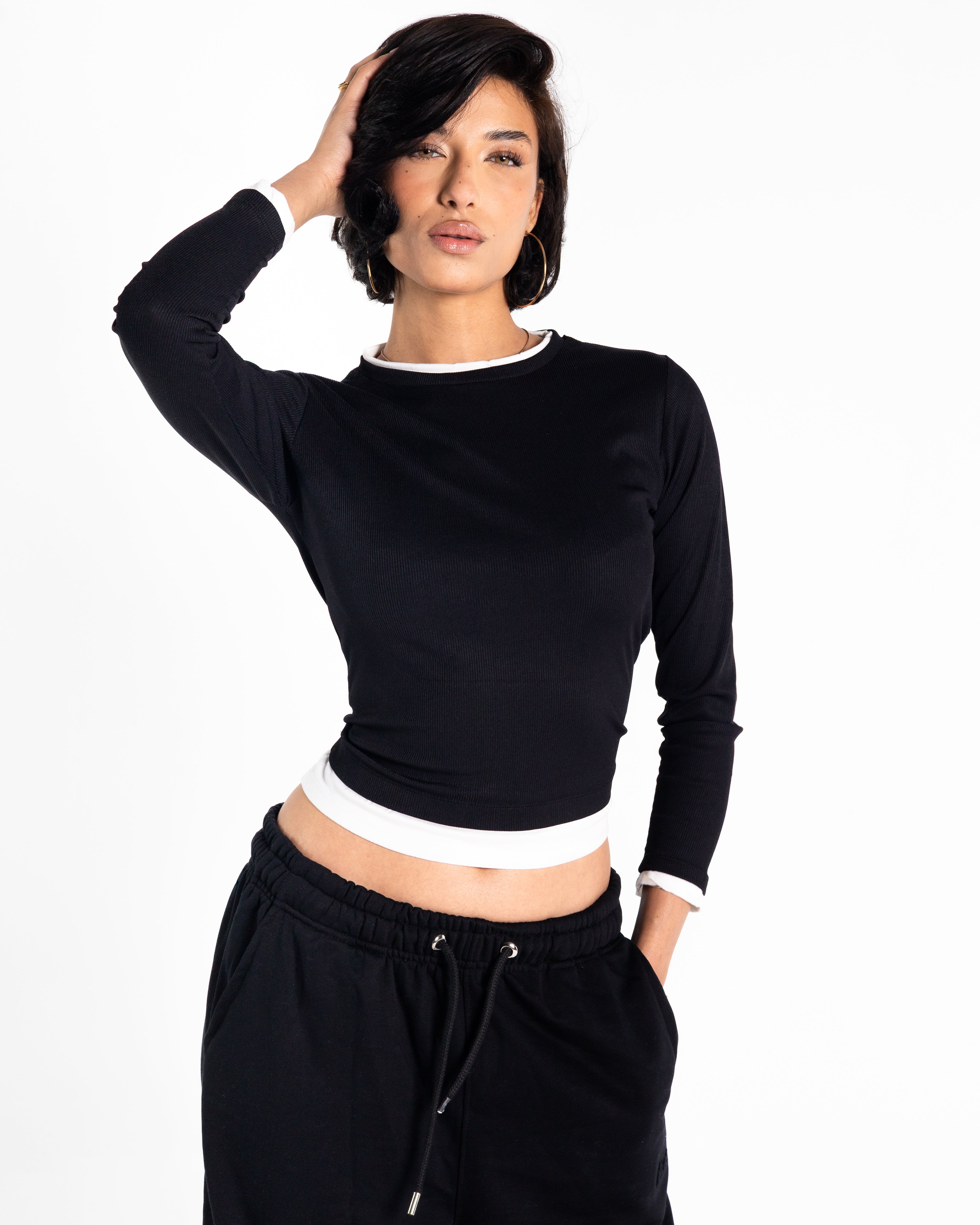 Lola black two-tone top