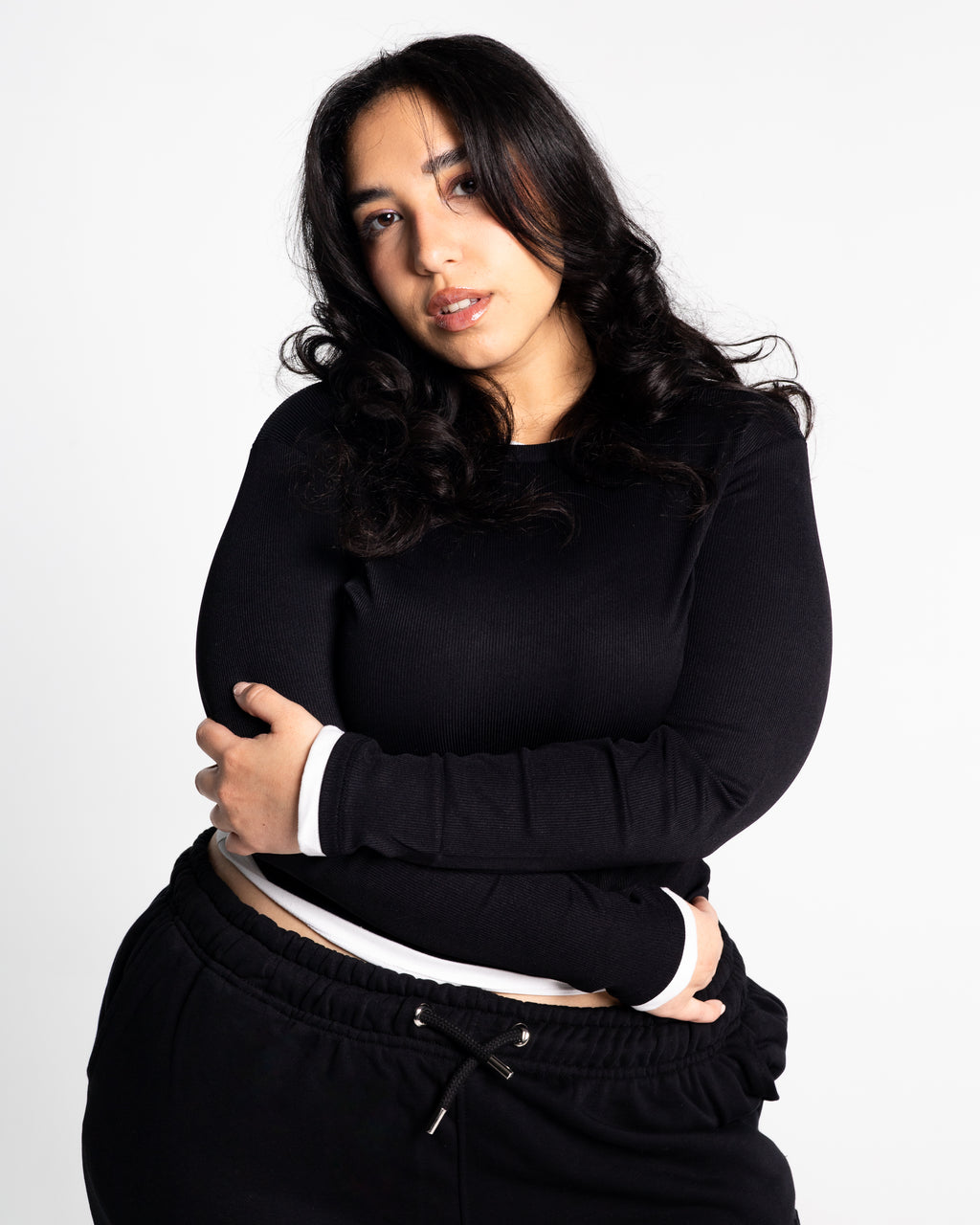 Lola black two-tone top