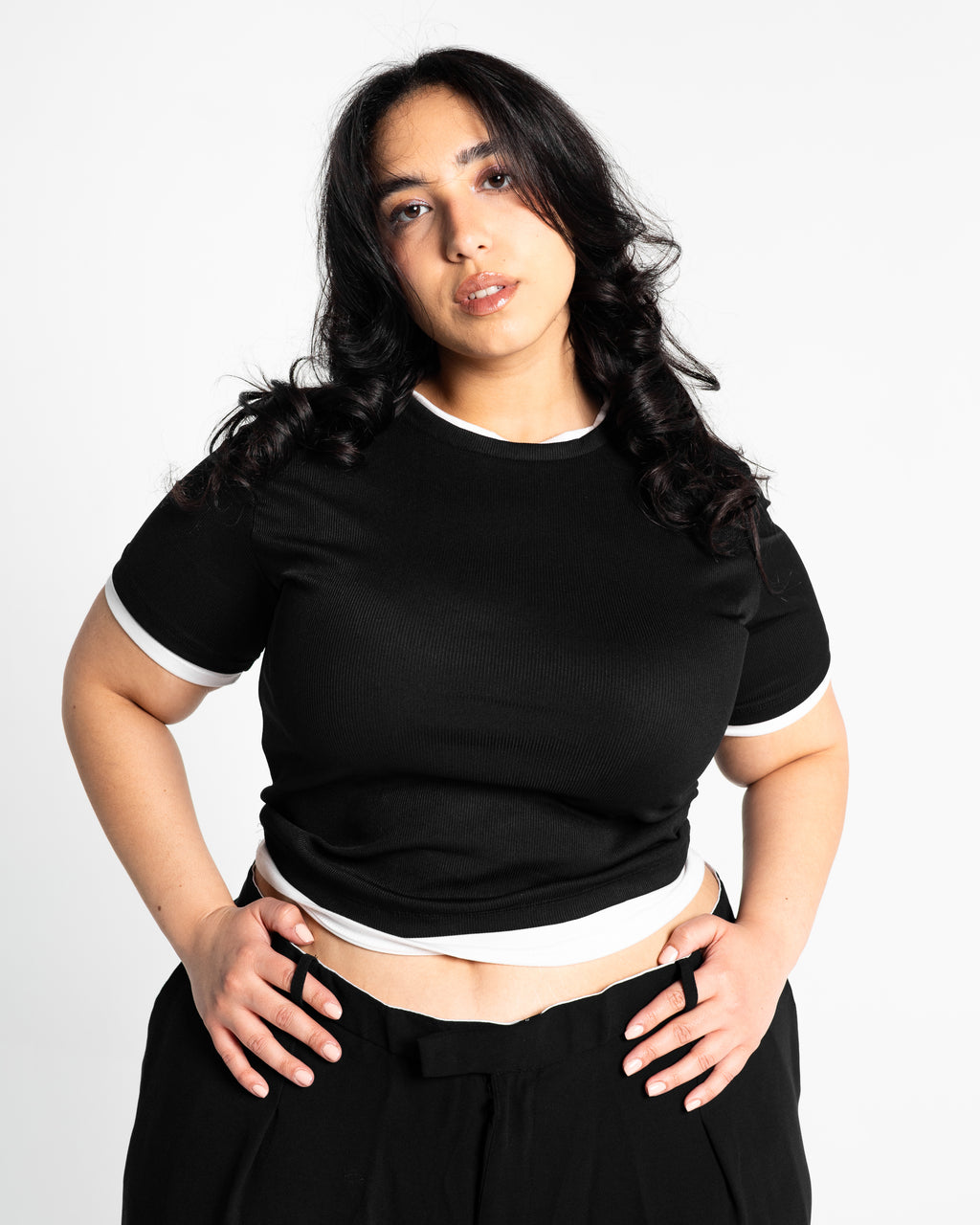 Lola black two-tone top