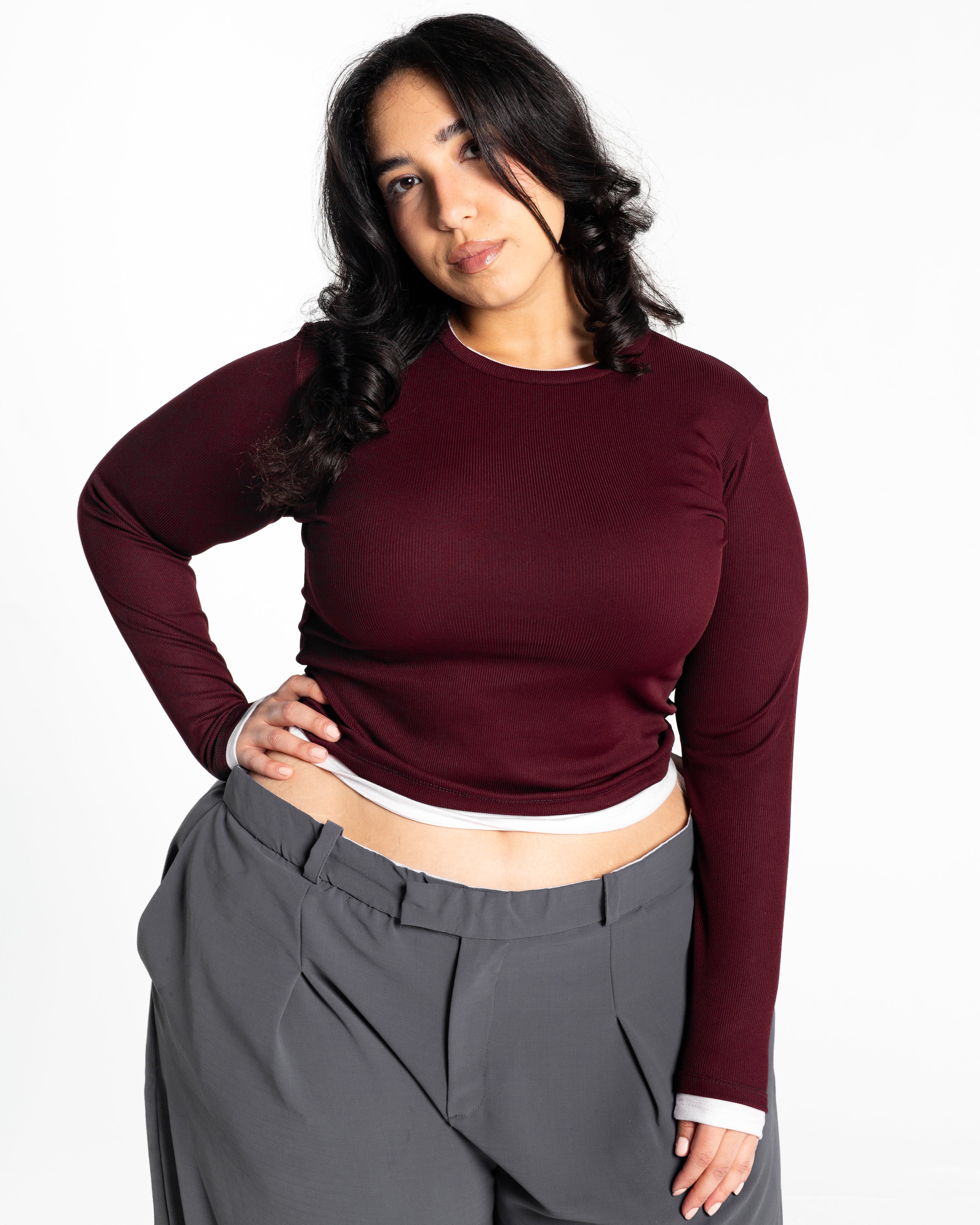 Lola burgundy two-tone top