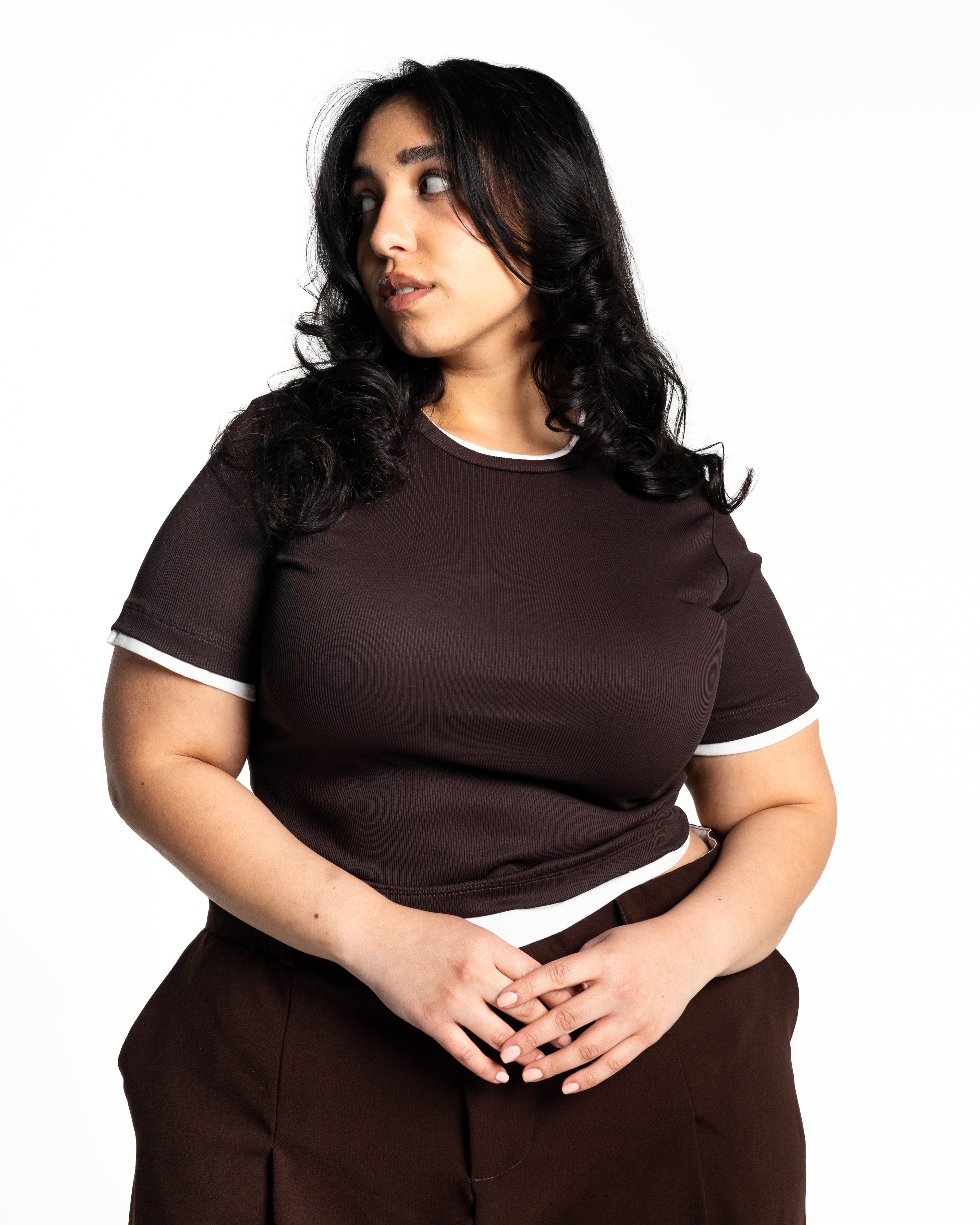 Lola brown two-tone top