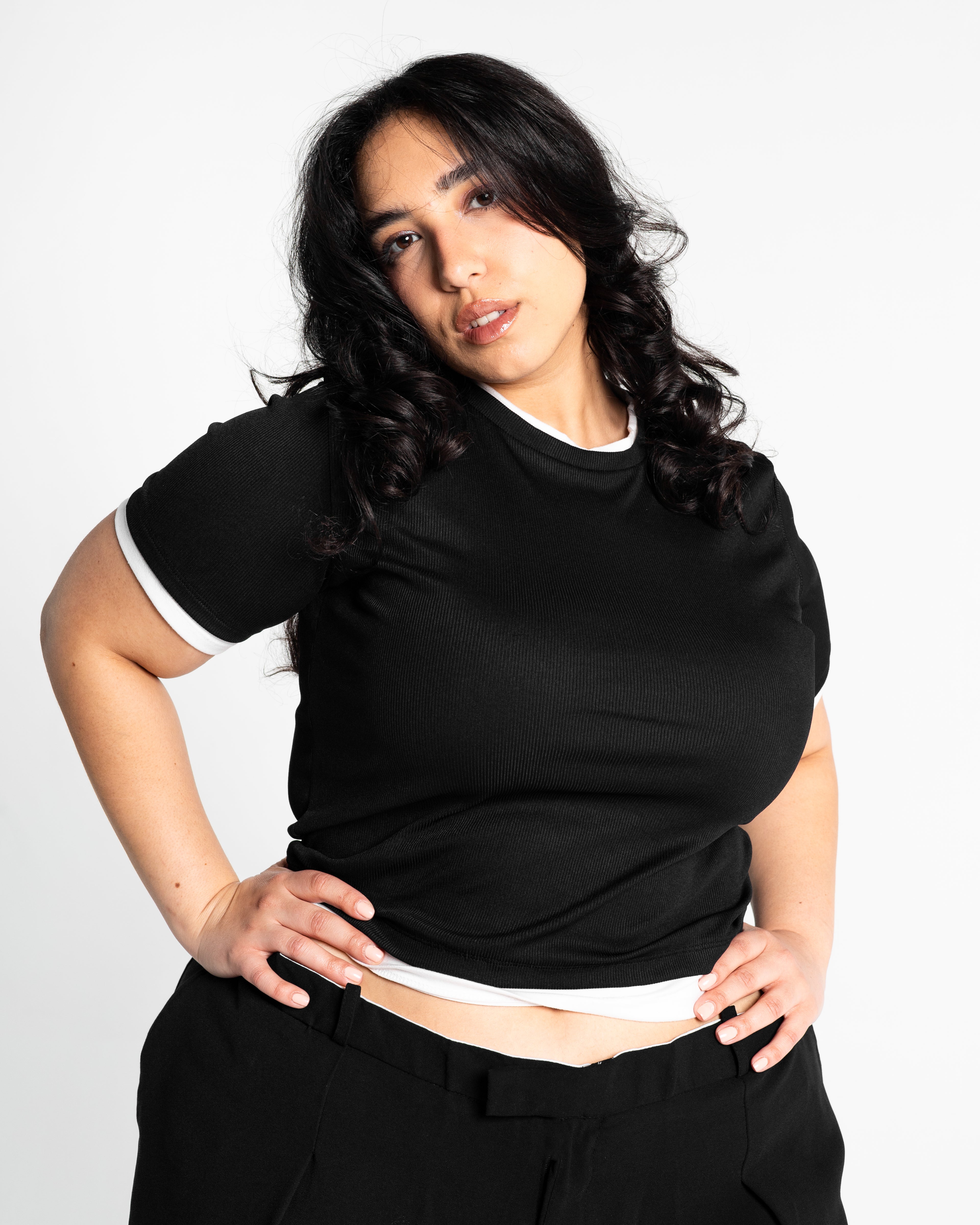 Lola black two-tone top