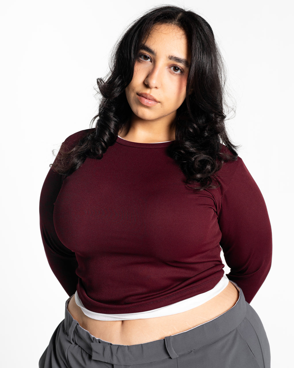 Lola burgundy two-tone top