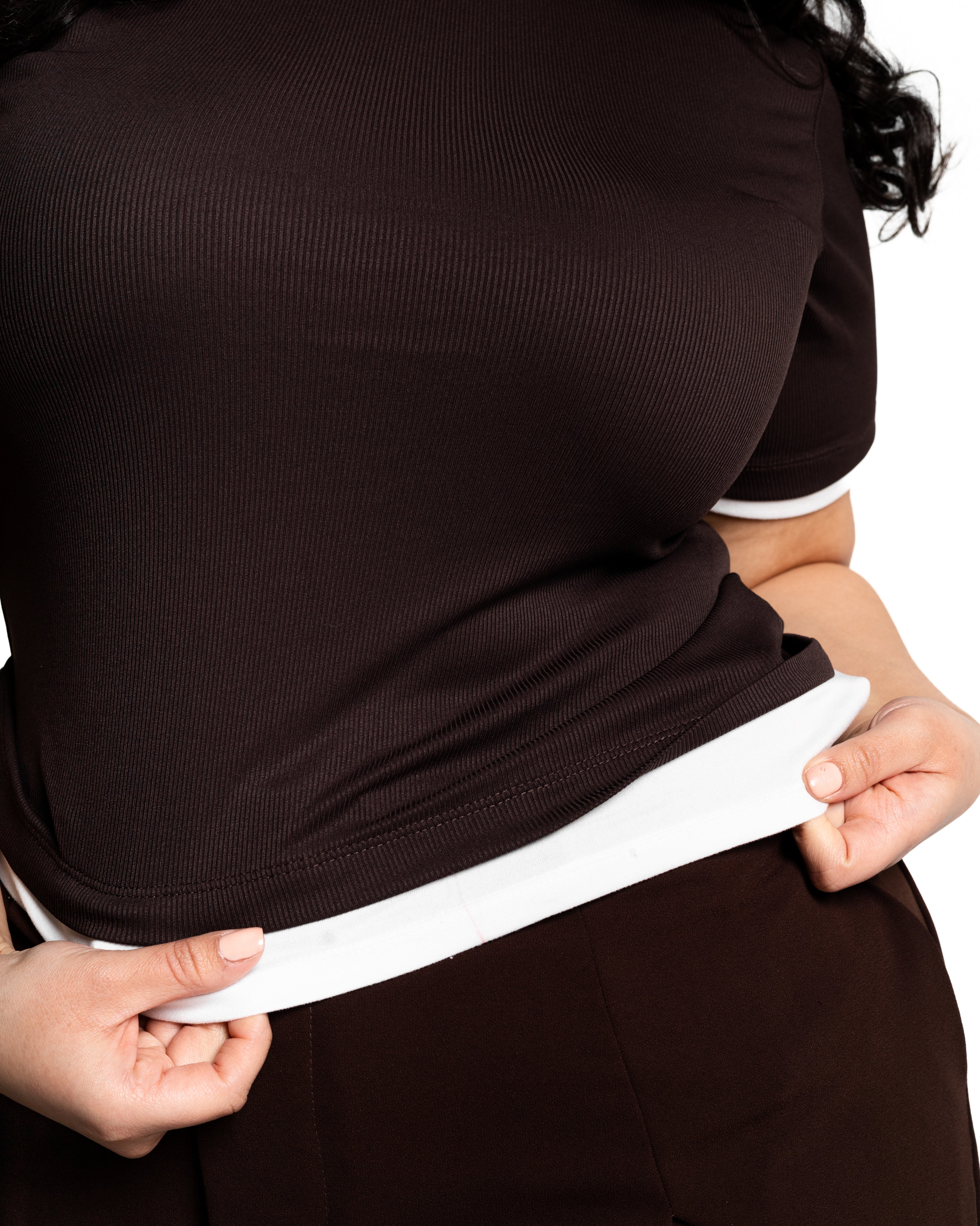 Lola brown two-tone top