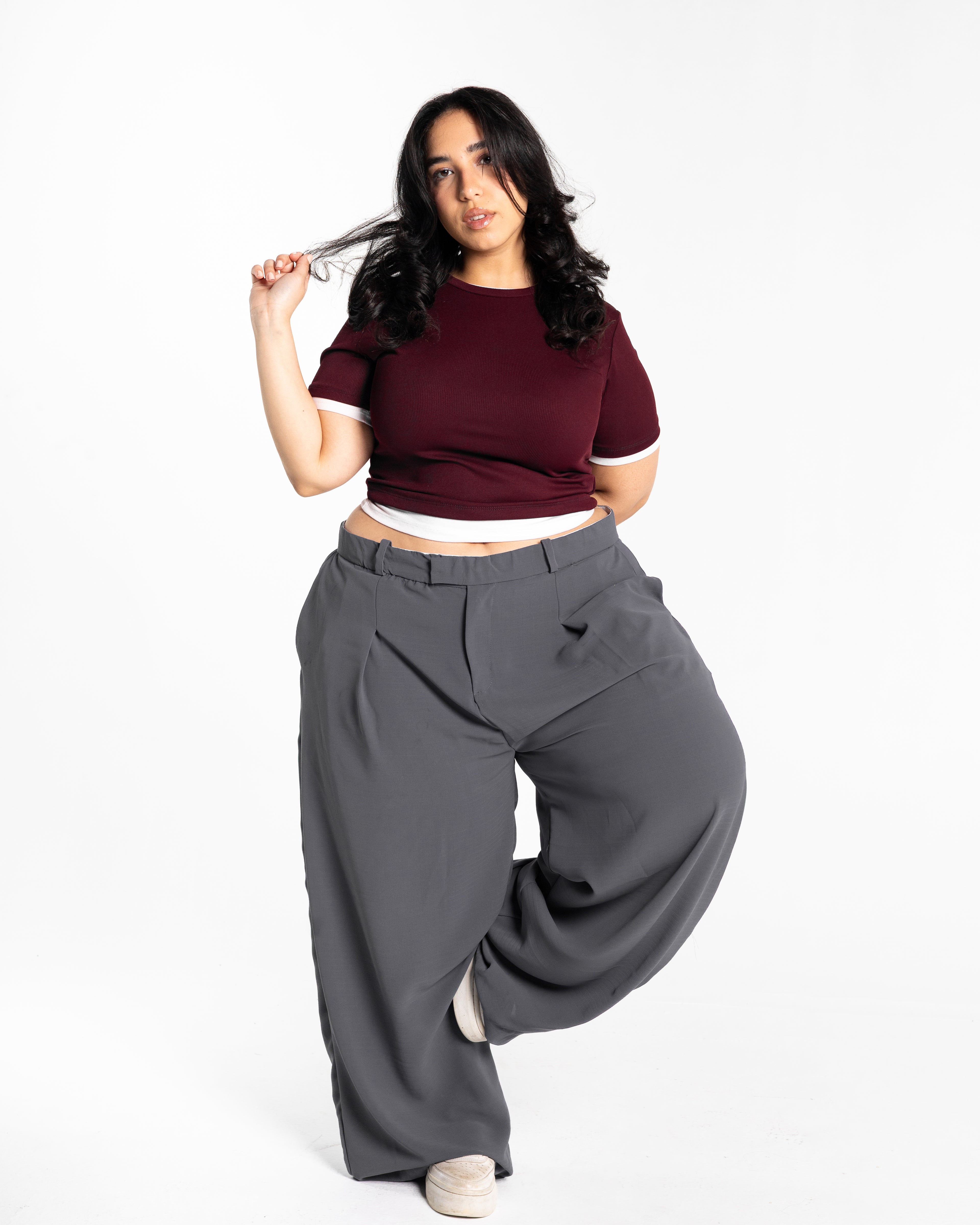 Lola burgundy two-tone top