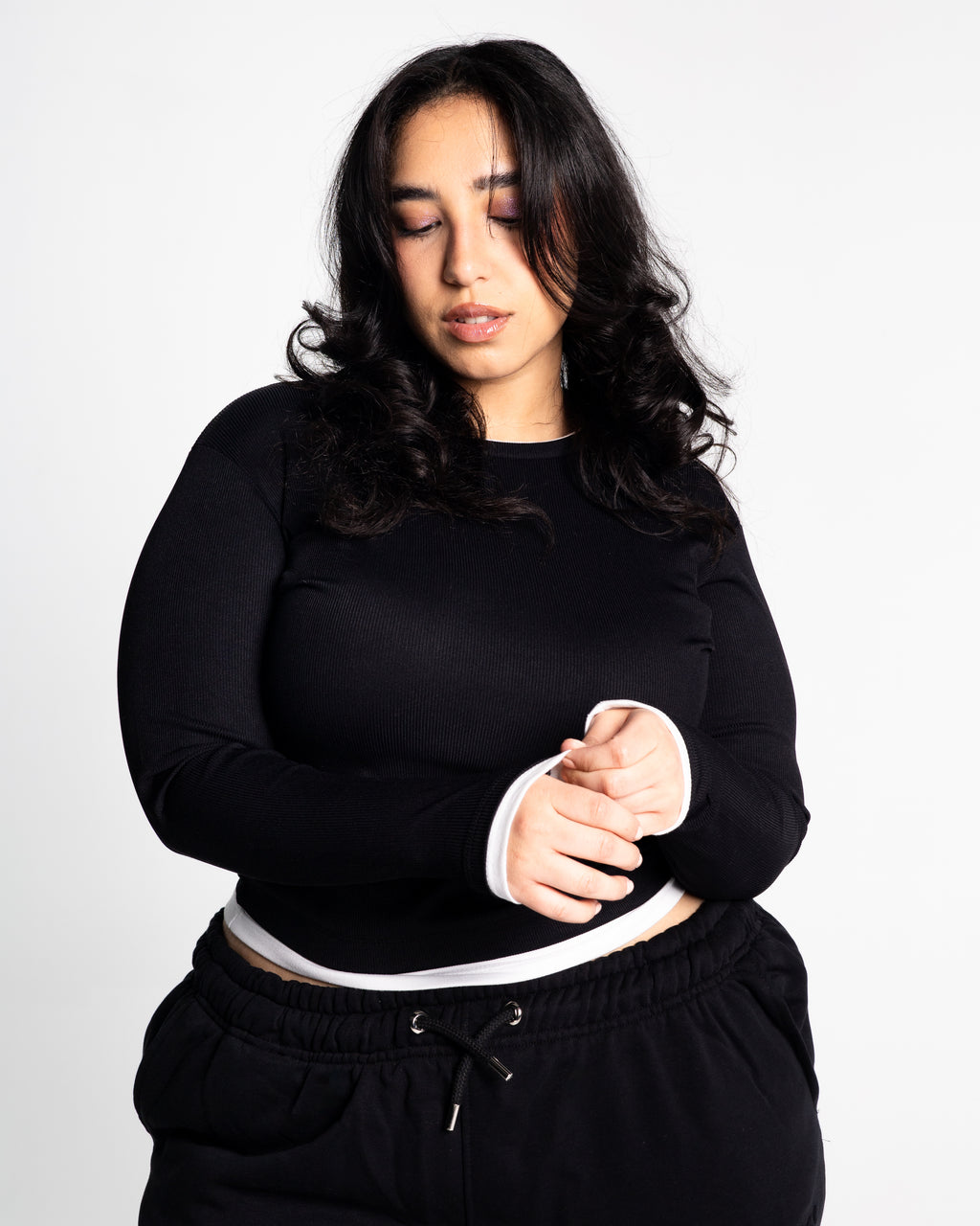 Lola black two-tone top