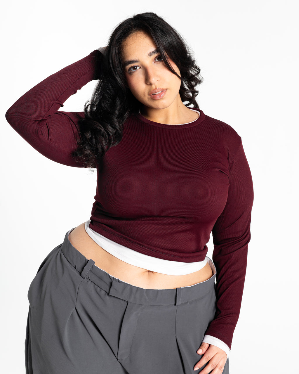 Lola burgundy two-tone top
